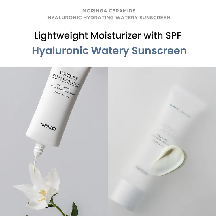 HEIMISH Moringa Ceramide Hyaluronic Hydrating Watery Sunscreen Spf50+ PA++++ 50ml - Image 4