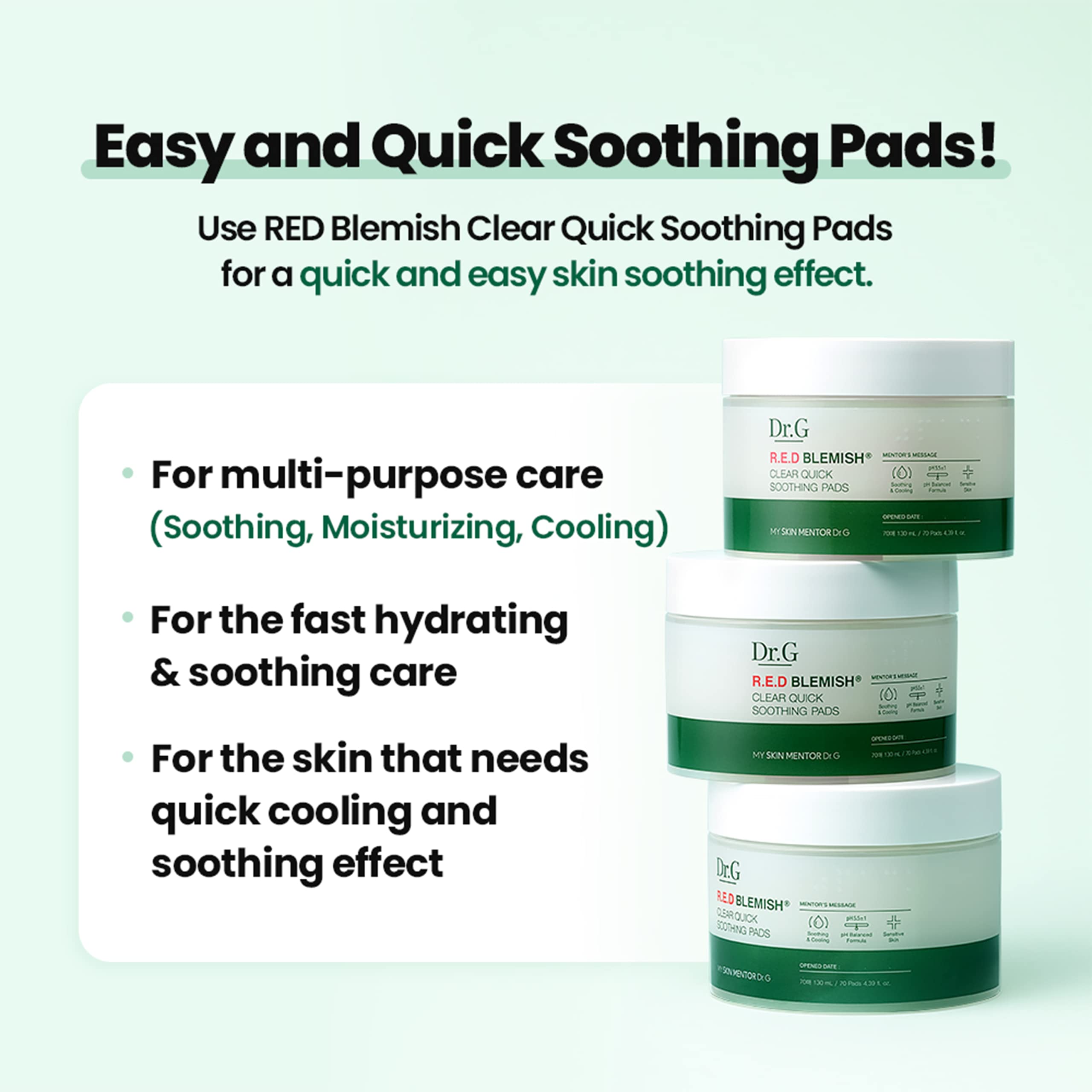 DR.G R.E.D Blemish Clear Quick Soothing Pads (70EA) - Image 4