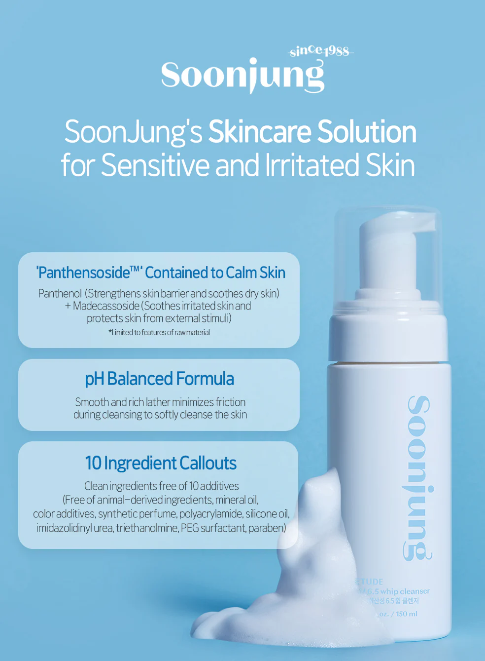ETUDE Soon Jung pH 6.5 Whip Cleanser 150ml - Image 2