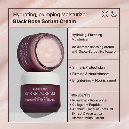 HEIMISH Black Rose Hydra Plumping Sorbet Cream 50ml - Image 5