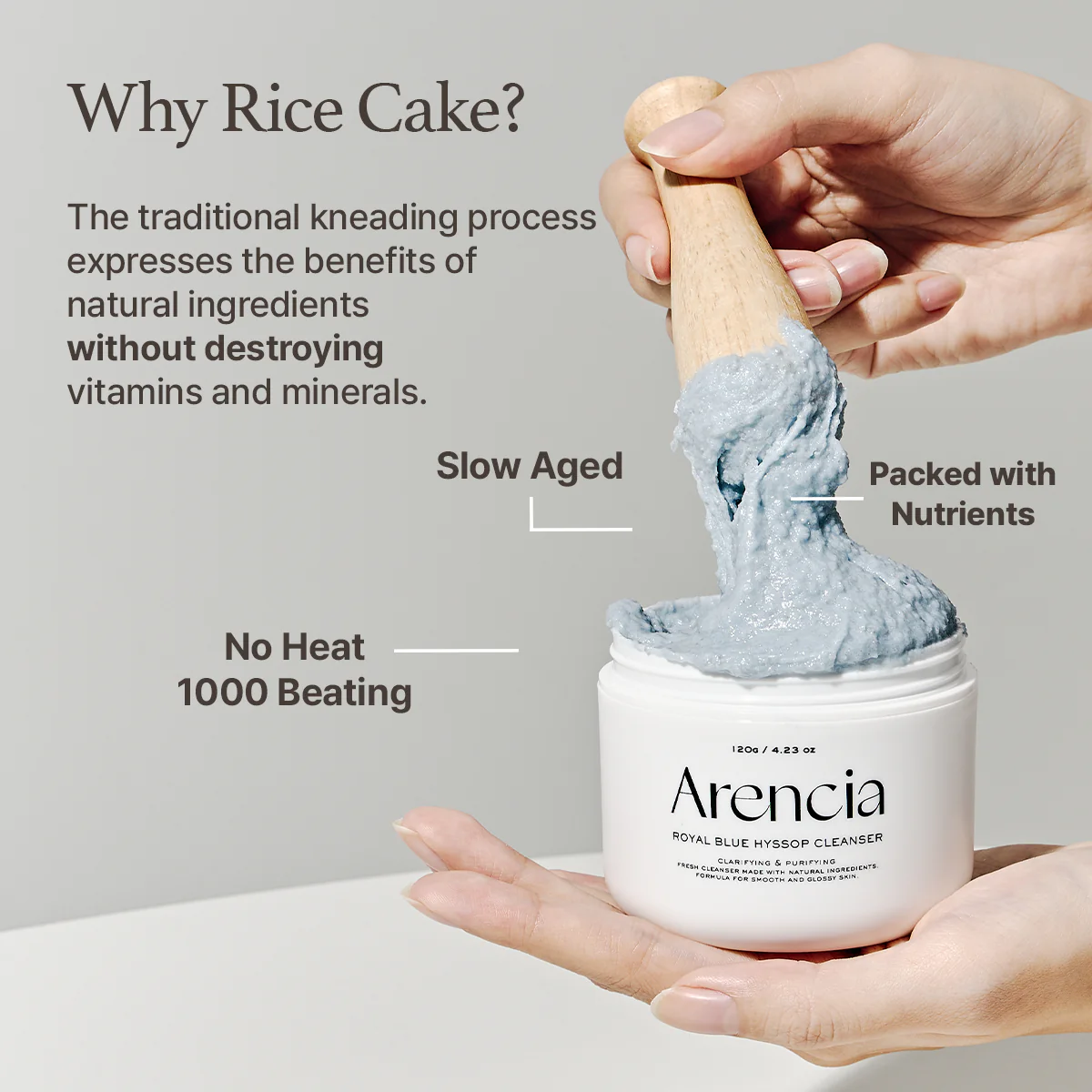 ARENCIA Fresh Blue Hyssop Rice Mochi Cleanser 120g - Image 2