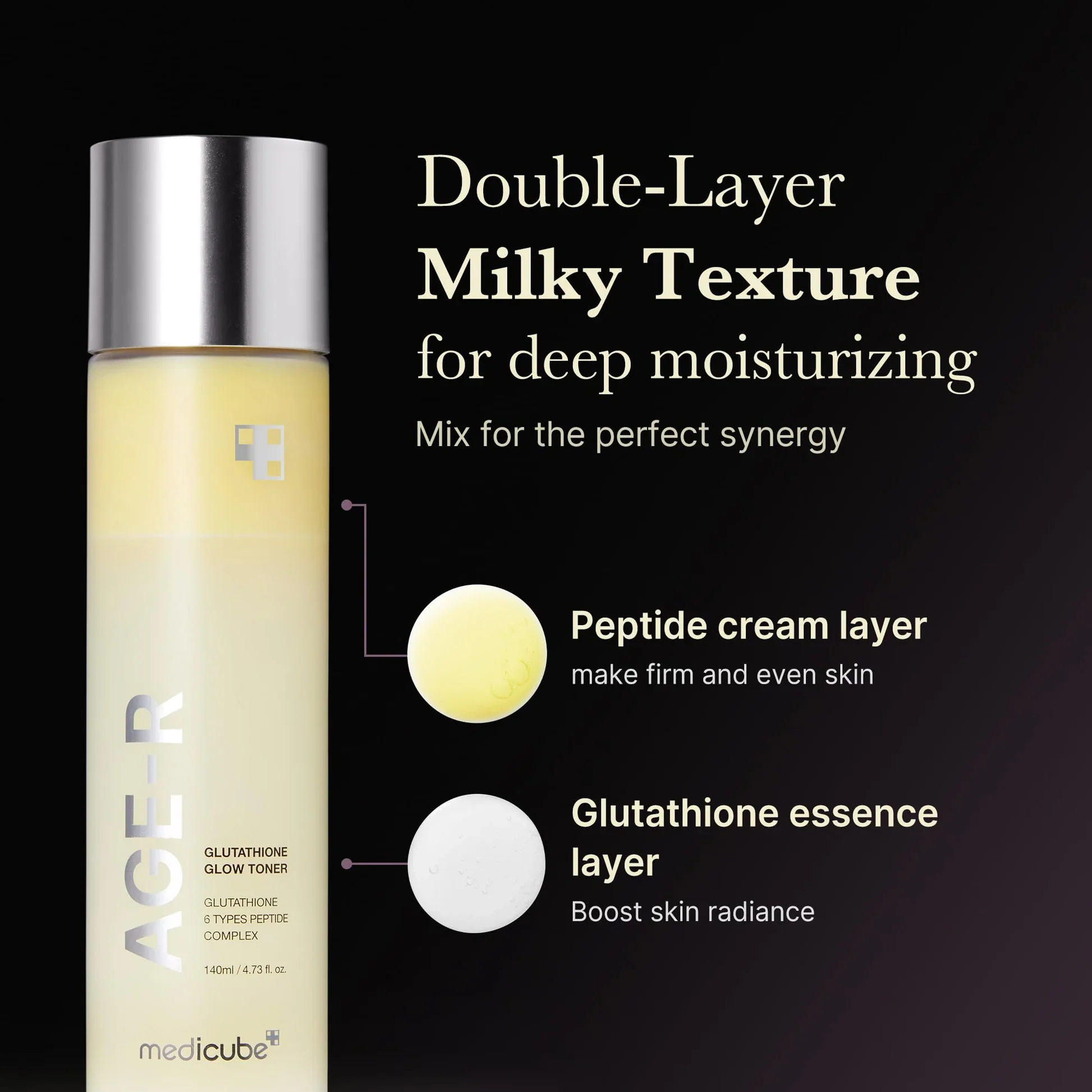 MEDICUBE AGE-R Glutathione Glow Milk Toner 140ml - Image 3