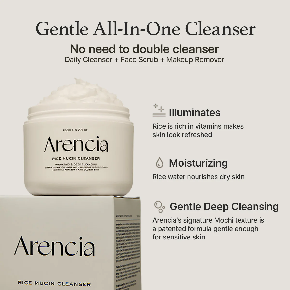 ARENCIA Rice Mucin Cleanser 120g - Image 5