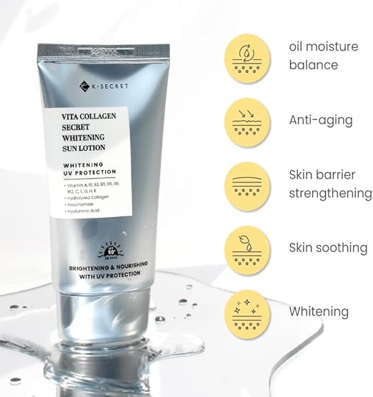 K-SECRET Vita Collagen Secret Whitening Sun Lotion SPF50+ PA++++ 50ml - Image 2