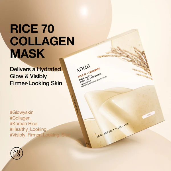 ANUA Rice 70 Glow Collagen Mask (1EA) - Image 5