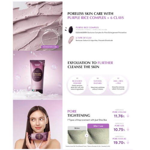EQQUALBERRY Purple Rice Purifying Pack Cleanser 130g - Image 4
