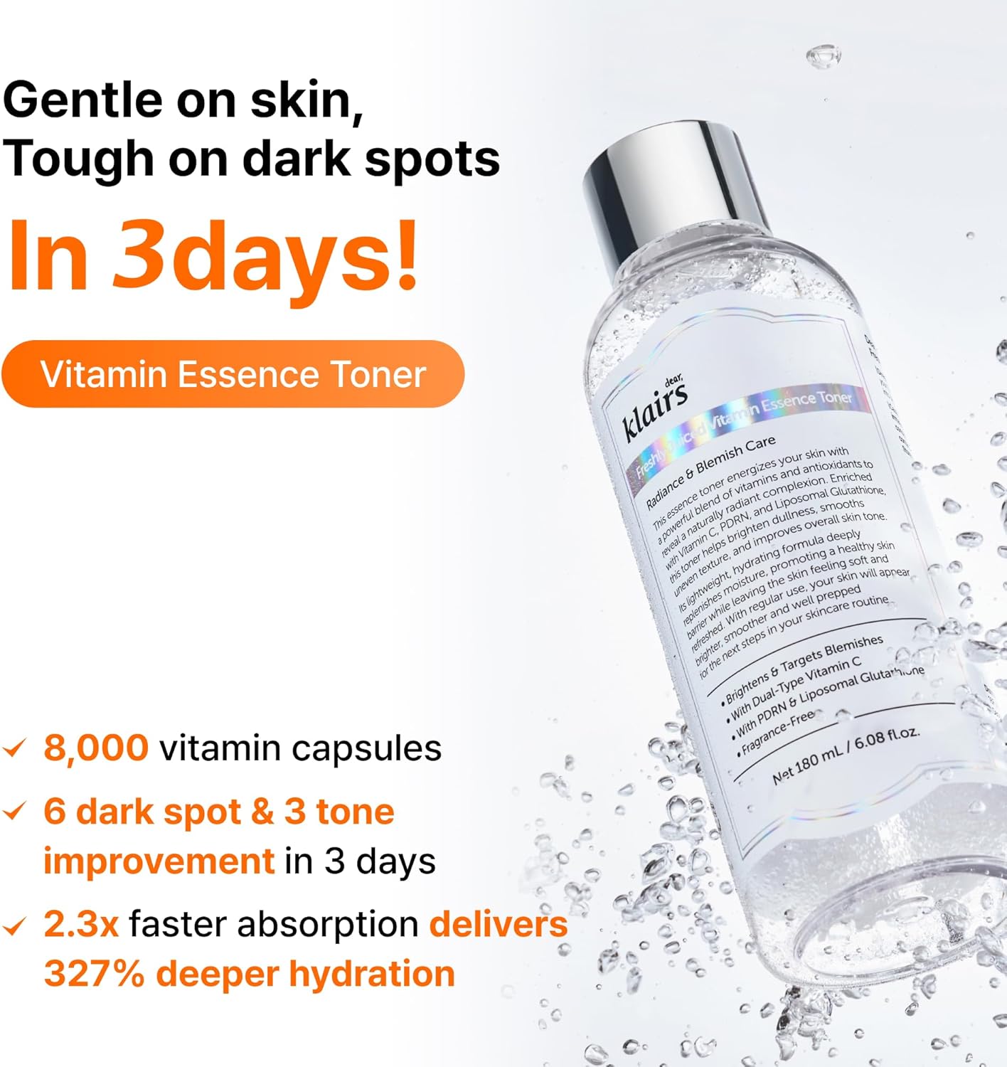 DEAR KLAIRS Freshly Juiced Vitamin Essence Toner 180ml - Image 2