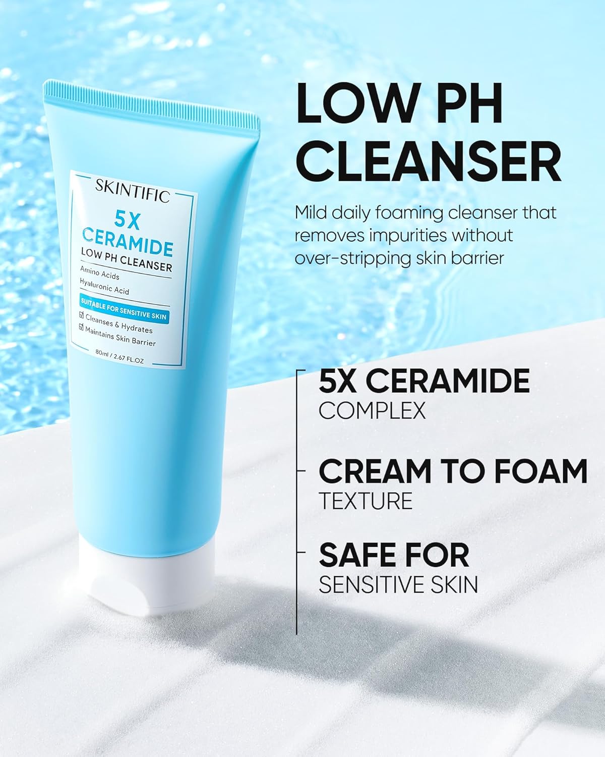 SKINTIFIC 5x Ceramide Low pH Cleanser 120ml - Image 2