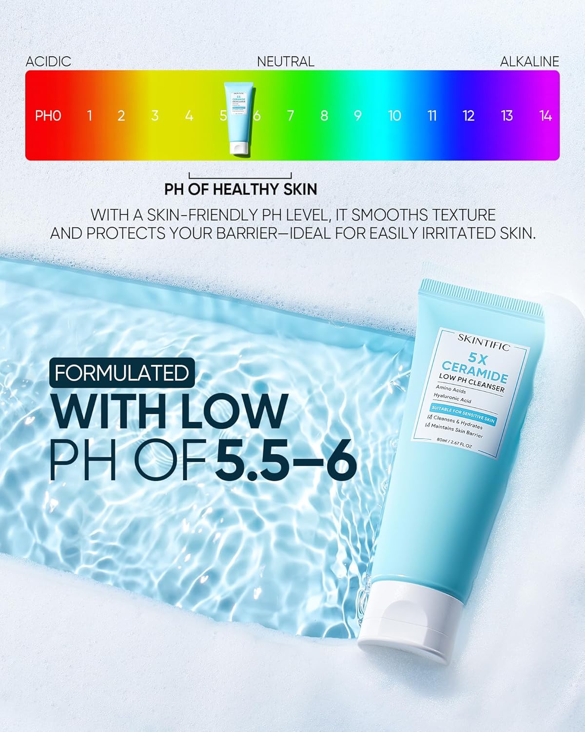 SKINTIFIC 5x Ceramide Low pH Cleanser 120ml - Image 3