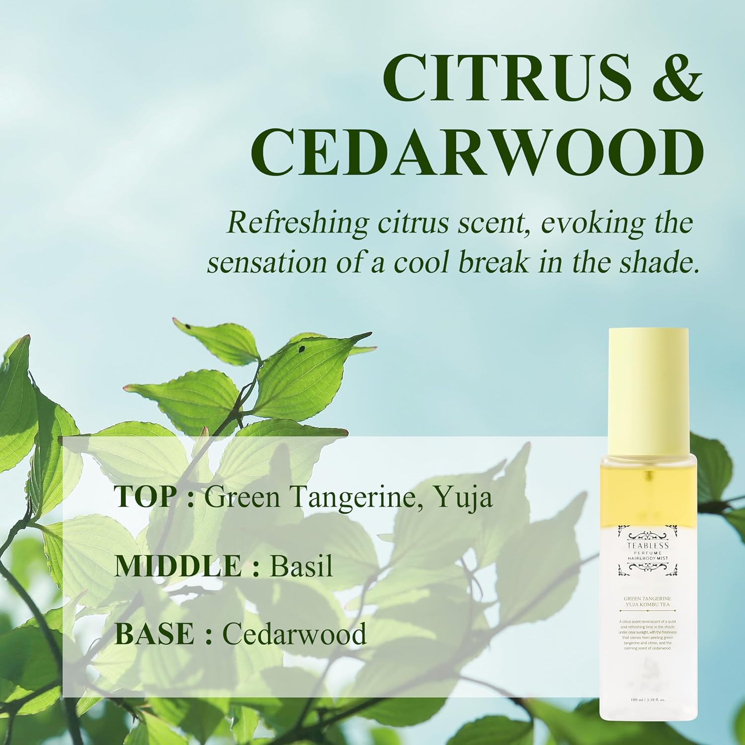 TEABLESS Perfume Hair & Body Mist #Green Tangerine Yuja Kombu Tea 100ml - Image 6