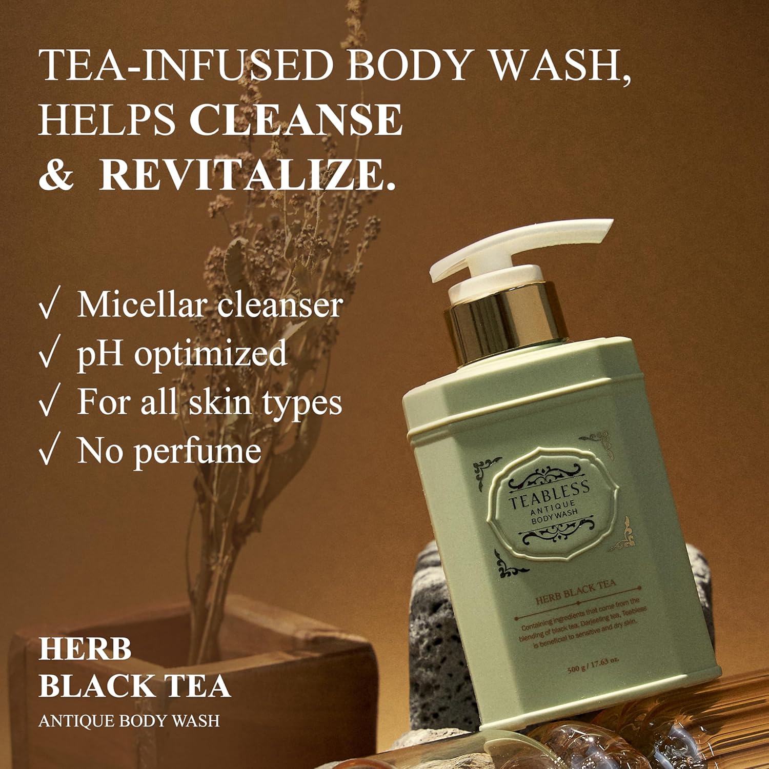 TEABLESS Antique Body Wash #Herb Black Tea 500g - Image 2