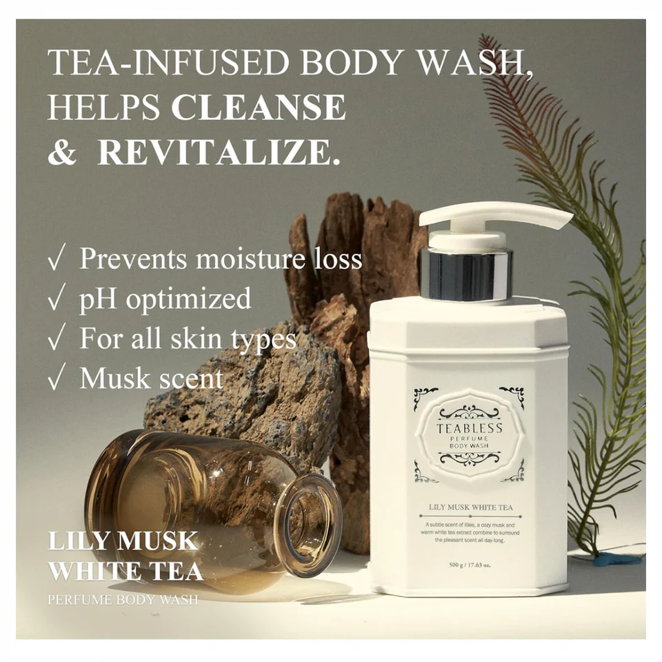 TEABLESS Perfume Body Wash #Lily Musk White Tea 500g - Image 2