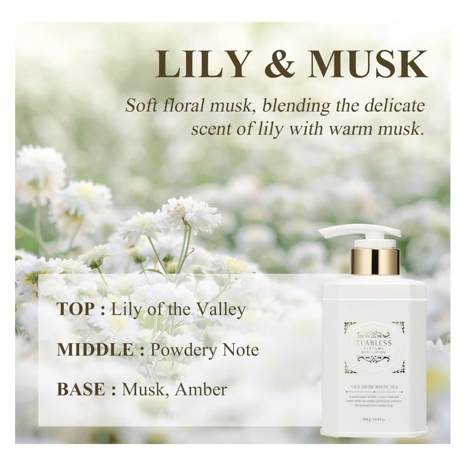TEABLESS Perfume Body Lotion #Lily Musk White Tea 480g - Image 4