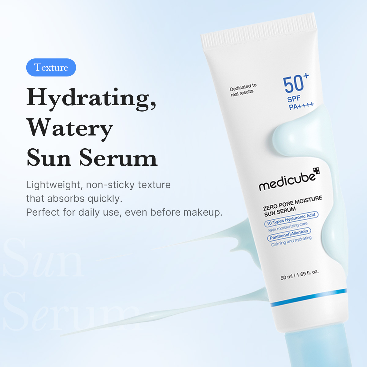 MEDICUBE Zero Pore Moisture Sun Serum Spf50+ PA++++ 50ml - Image 4