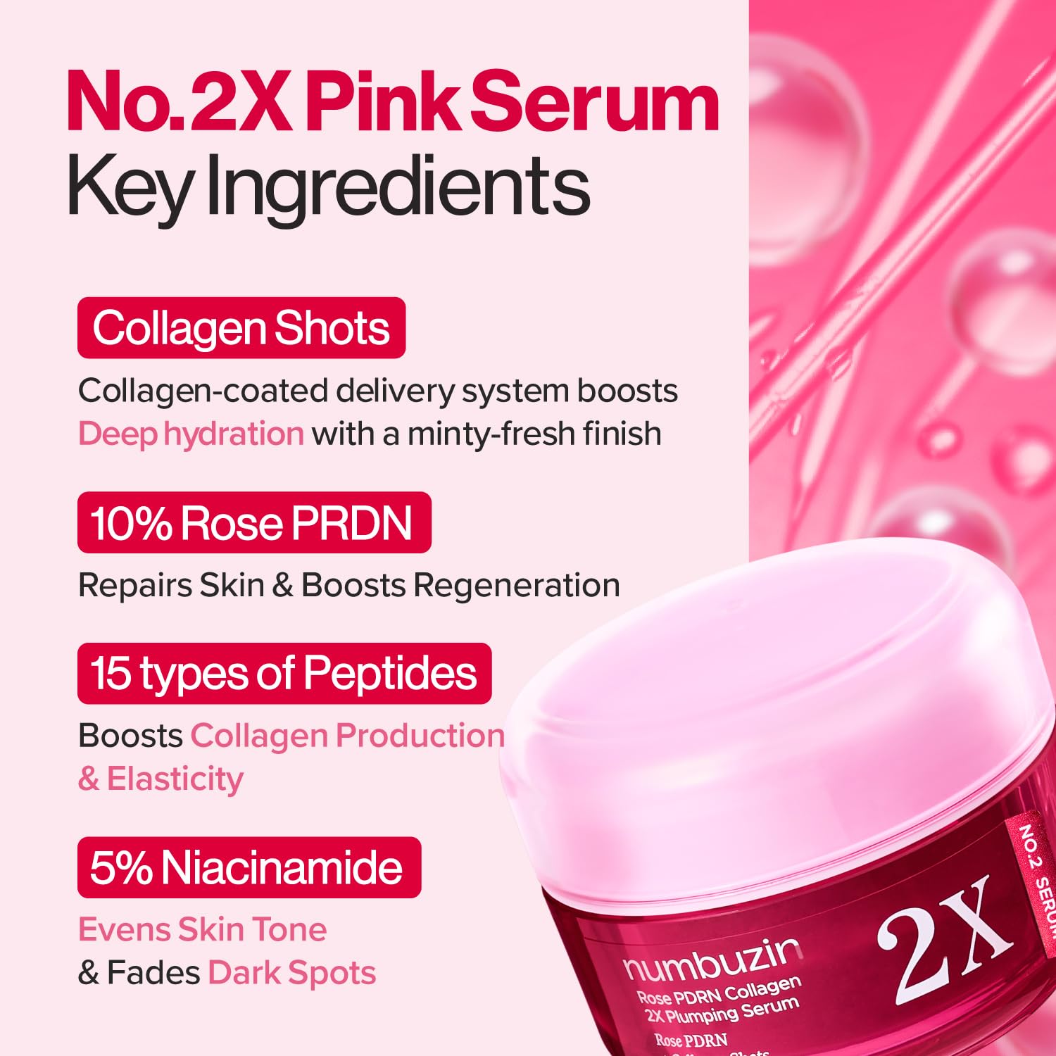 NUMBUZIN Rose PDRN Collagen 2X Plumping Serum 30ml - Image 5