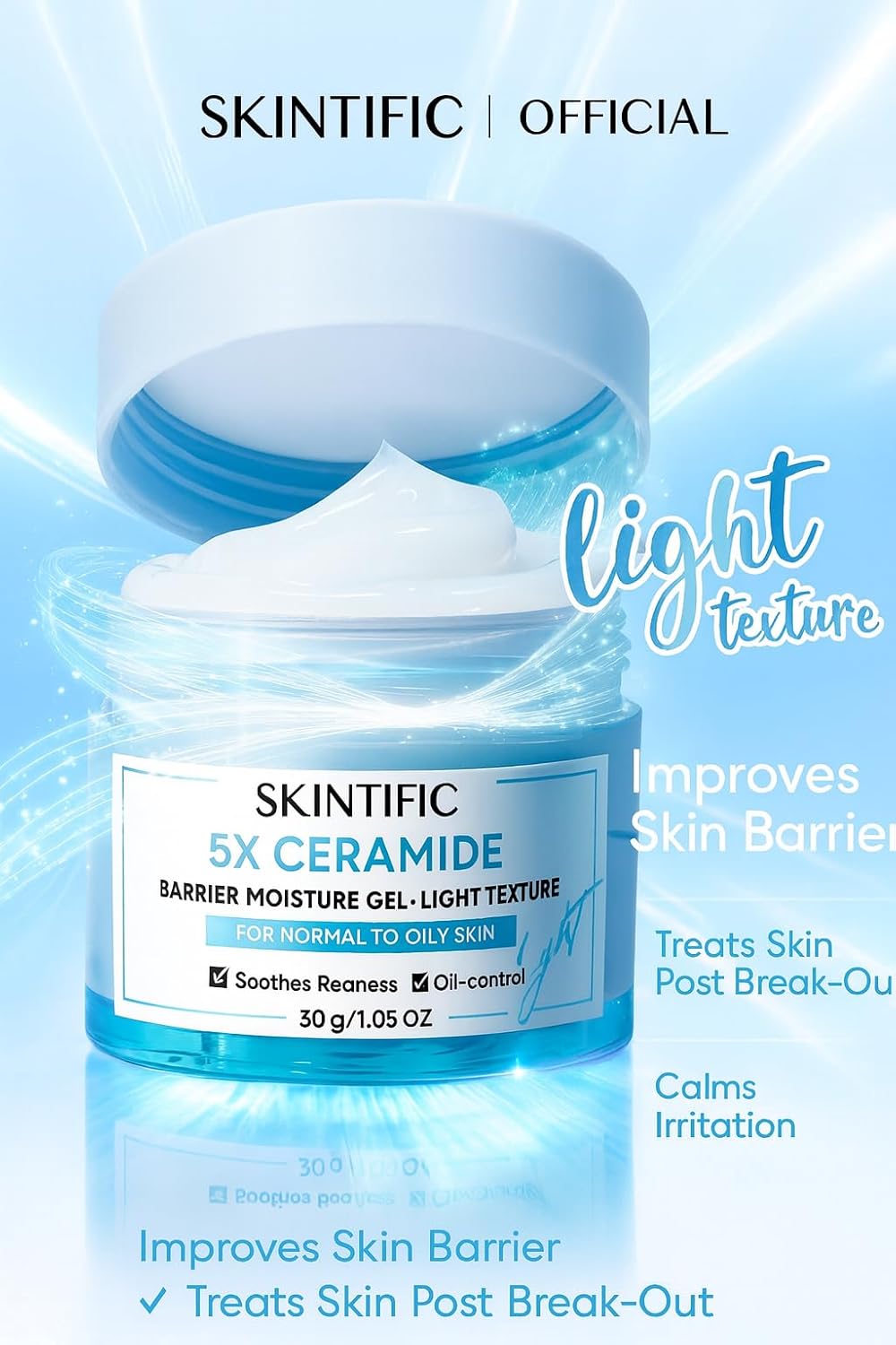 SKINTIFIC 5X Ceramide Barrier Moisture Gel Light Texture 30g - Image 3