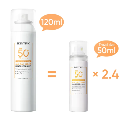 SKINTIFIC All Day Light Sunscreen Mist 120ml - Image 6
