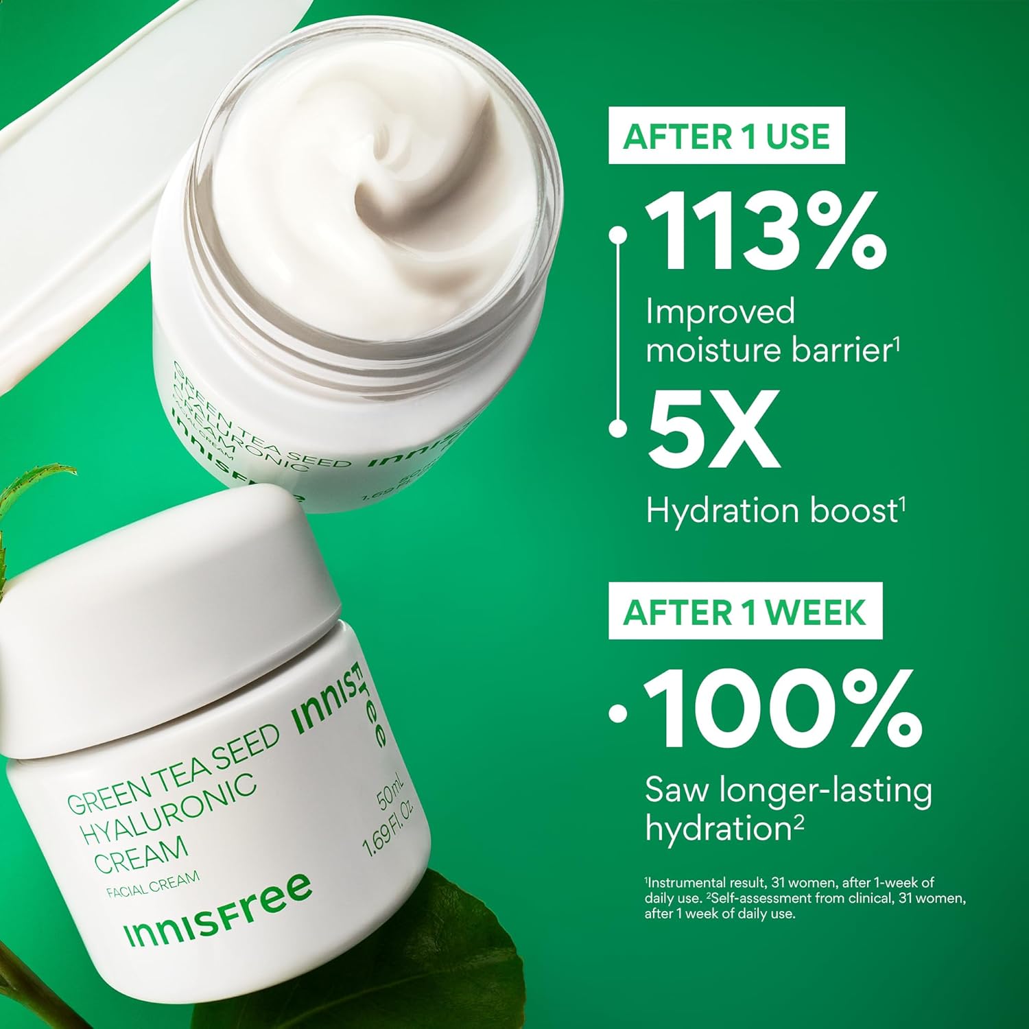 INNISFREE Green Tea Seed Hyaluronic Cream 50ml - Image 3