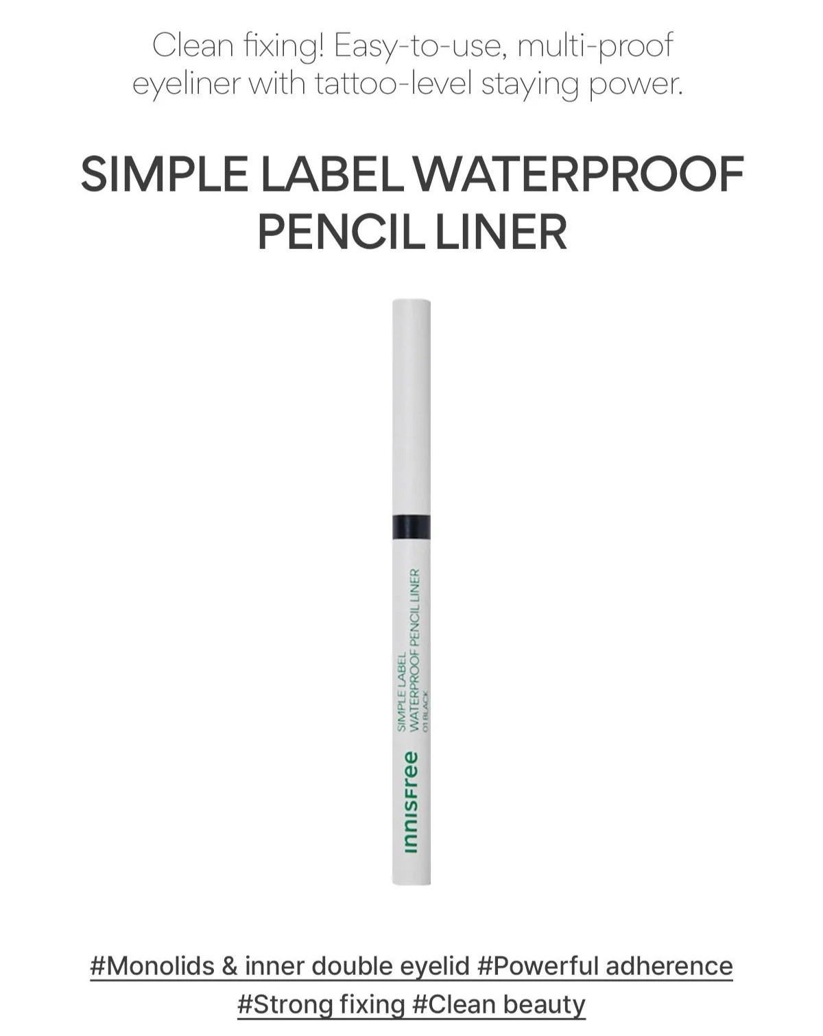INNISFREE Simple Label Waterproof Pencil Liner #01 Black - Image 3