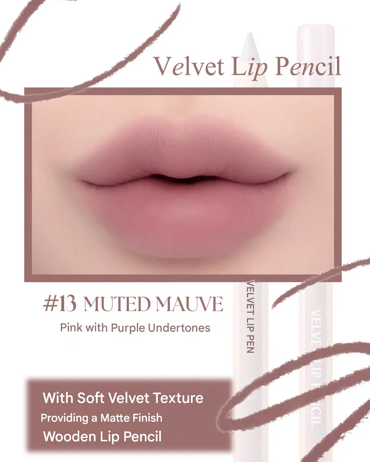 CLIO Velvet Lip Pencil #13 Muted Mauve - Image 2