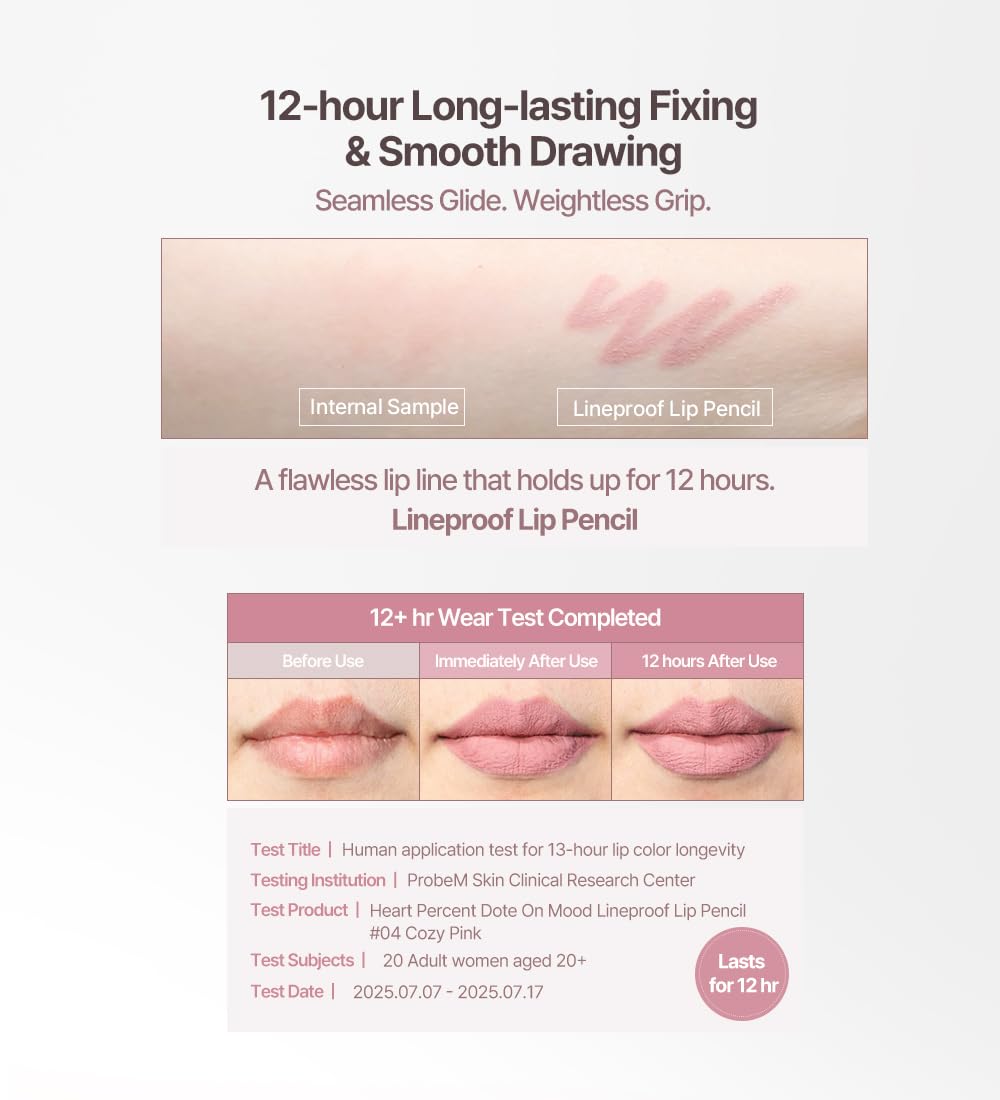 HEART PERCENT Dote On Mood Lineproof lip Pencil Proof Over Lip #Mauve Set - Image 6