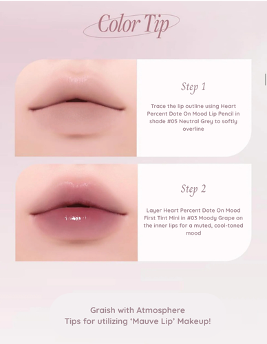 HEART PERCENT Dote On Mood Lineproof lip Pencil Proof Over Lip #Mauve Set - Image 3