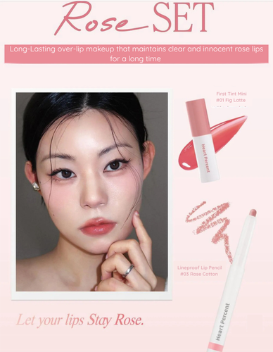 HEART PERCENT Dote On Mood Lineproof lip Pencil Proof Over Lip #Rose Set - Image 2