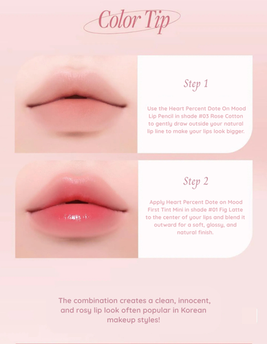 HEART PERCENT Dote On Mood Lineproof lip Pencil Proof Over Lip #Rose Set - Image 3