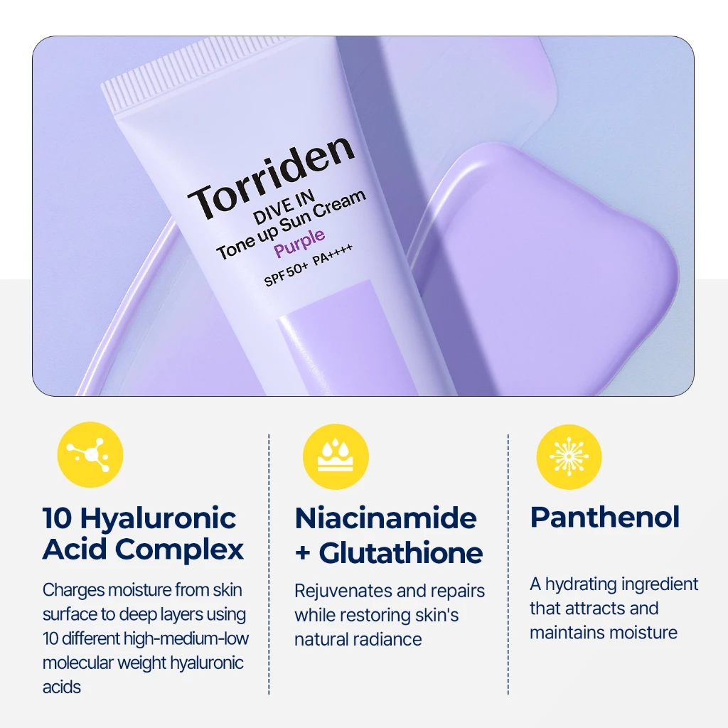 TORRIDEN Dive-In Tone Up Sun Cream Purple 60ml - Image 8