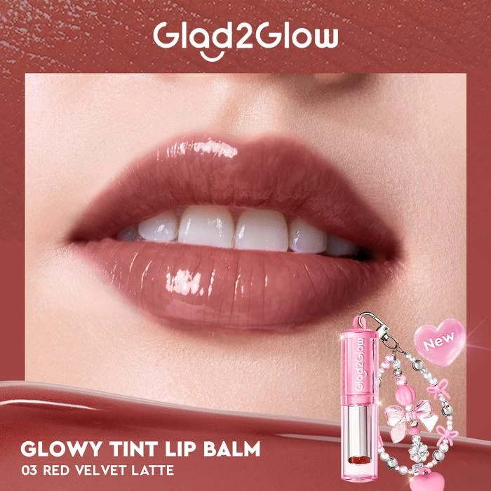 GLAD2GLOW Glowy Tint 3 In 1 Lip Balm #03 Red Velvet Latte - Image 2
