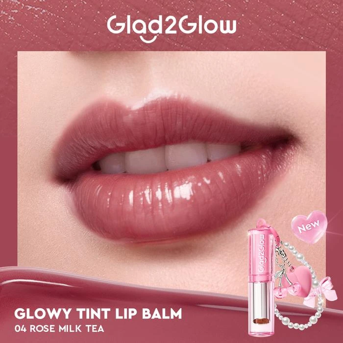 GLAD2GLOW Glowy Tint 3 In 1 Lip Balm #04 Rose Milk Tea - Image 2