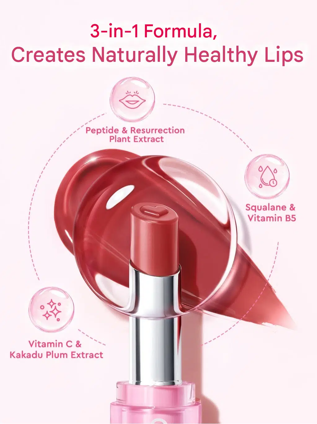 GLAD2GLOW Glowy Tint 3 In 1 Lip Balm #03 Red Velvet Latte - Image 5