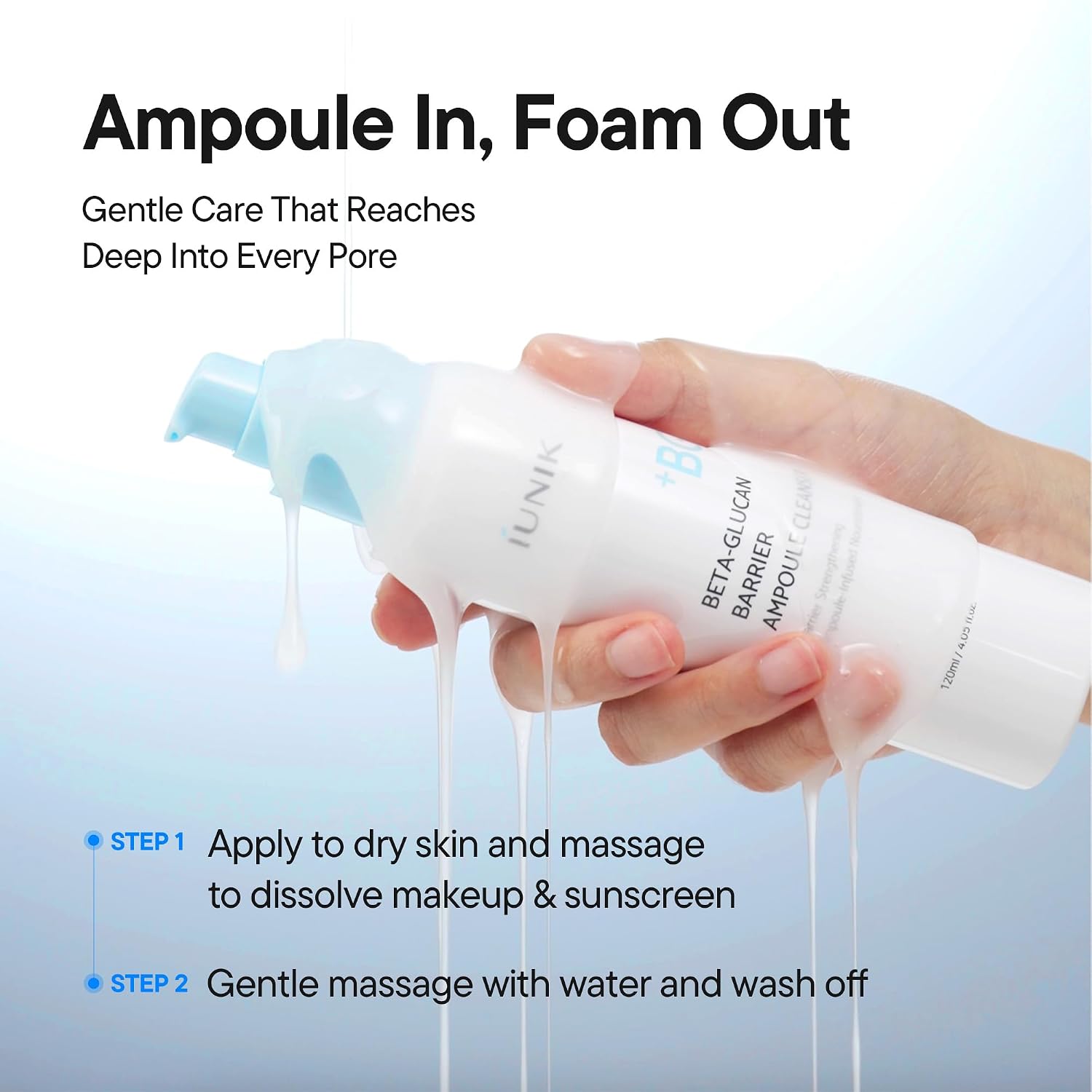 IUNIK Beta-Glucan Barrier Ampoule Cleanser 120ml - Image 5