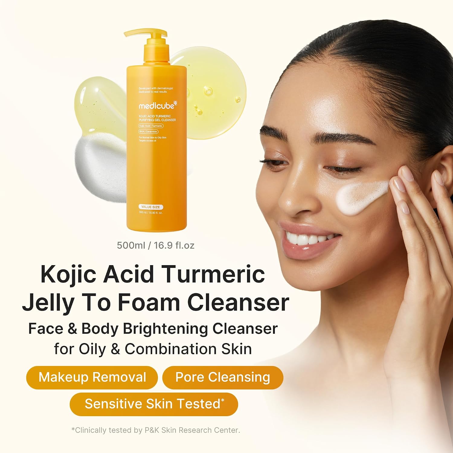 MEDICUBE Kojic Acid Turmeric Purifying Gel Cleanser 500ml - Image 2