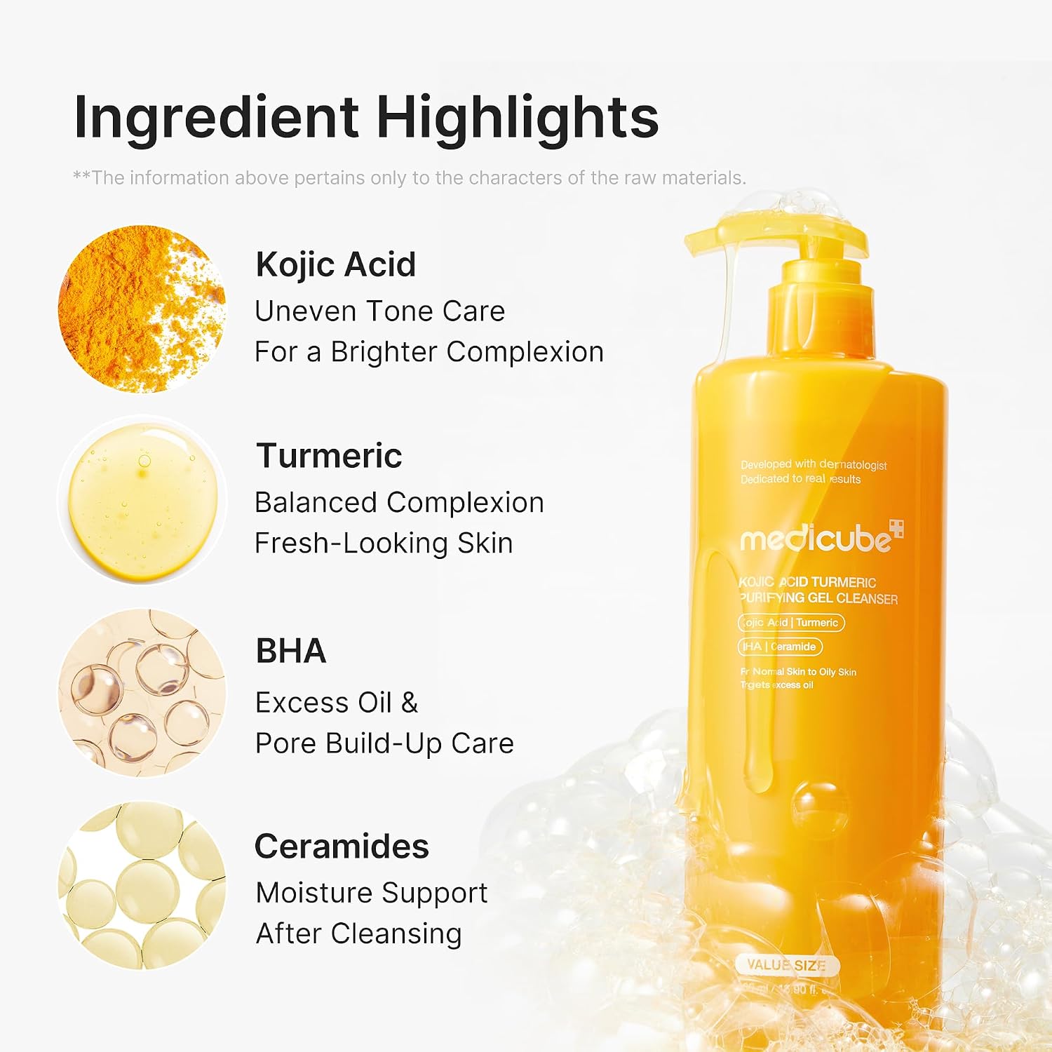 MEDICUBE Kojic Acid Turmeric Purifying Gel Cleanser 500ml - Image 3